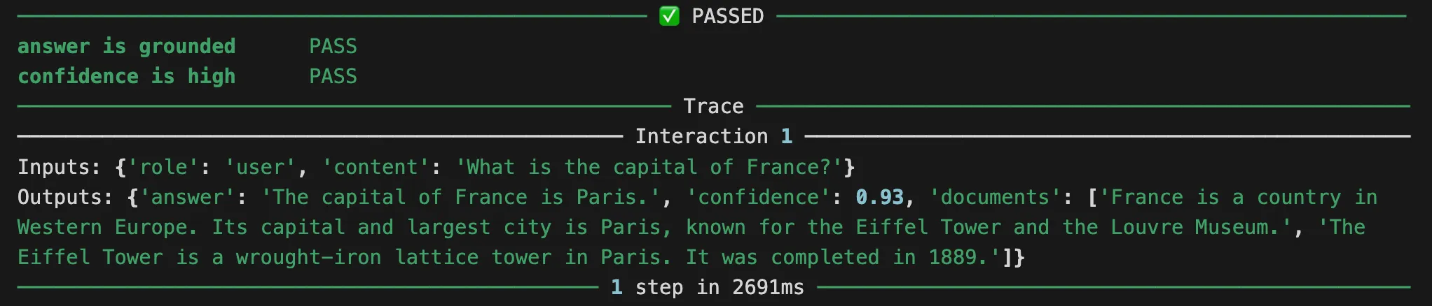 Rich display for a structured interaction scenario result